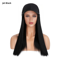 Casquette de Perruque Chapeau Synthétique Bob Court Lisse Bouclé de Haute Qualité Personnalisée avec Cheveux, Noir, Vente en Gros