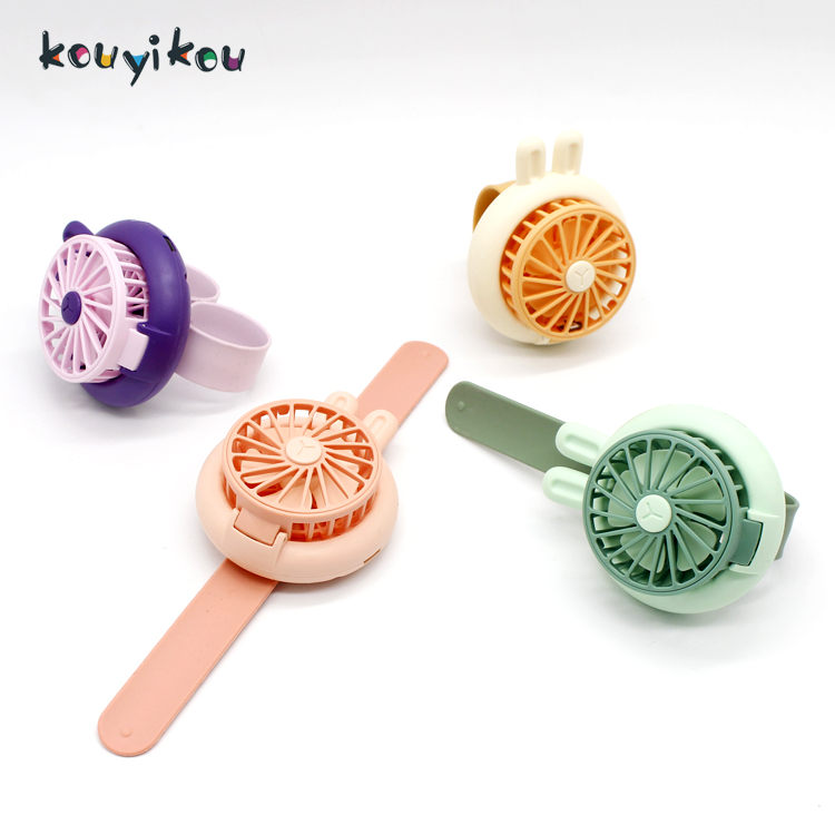 Kouyikou мультяшный ручной ремешок Электрический вентилятор тихий регулируемый портативный мини перезаряжаемый игрушечный вентилятор для часов