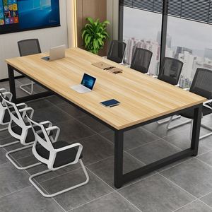 White Conference Long Rectangular Rectangular <b>Table</b> Chair Combination Simple and Modern Office Workbench Large Negotiation <b>Table</b> - Product Image 2
