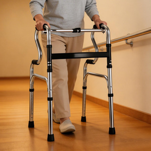 Aluminum Alloy <b>Walker</b> Height Adjustable Foldable Portable Non Slip Foot Mat Rehabilitation Aid For <b>Elderly</b> - Product Image 1