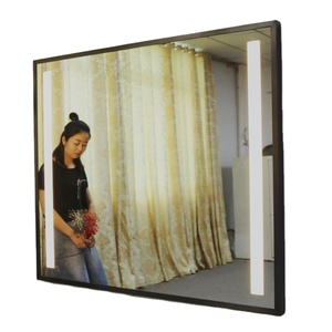 Espelho de banheiro com moldura de aço inoxidável escovado antiembaçante LED iluminado espelho inteligente - Product Image 1