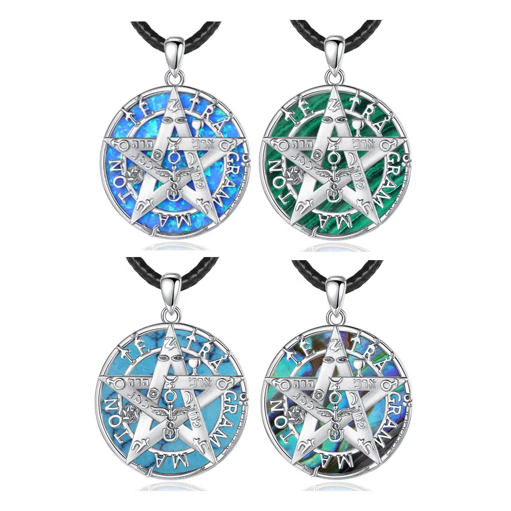 Nuovo arrivo Tetragrammaton Pentagram amuleto Element Design collana di gioielli in argento Sterling 925 per uomo