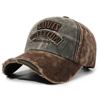 Casquette de baseball rétro à 6 panneaux en toile lavée avec visière vieillie, broderie personnalisée OEM, pour les acheteurs en gros