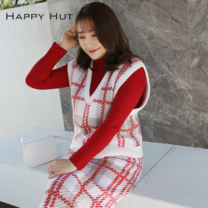 เสื้อถักคอสูงของผู้หญิงแบบแฟชั่นแขนยาวเข้ารูปผ้าฝ้ายสีพื้น N6822สีดำสีแดง - Product Image 3