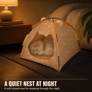 Casa para Mascotas Plegable con Cojín Desmontable y Lavable, Cama Interior para Gatos, Cachorros y Perros Pequeños - Product Image 3