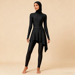 Conjunto de Burkini musulmán para mujer con logotipo personalizado, traje de baño de cobertura completa de cuello alto y manga larga para una moda modesta - Product Image 2