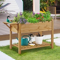 Jardinière en bois sur mesure pour plantes succulentes d'extérieur, support de rangement autoportant pour pots de fleurs, respirant, résistant à la corrosion, effet vieilli