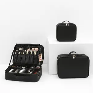 Benutzer definierte große Kosmetik taschen Reiß verschluss Druck Logo Reise Make-up Fall Organizer Tragbare Make-up Tasche