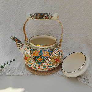 جديد إبريق قهوة من المينا طراز 2.5 لتر إبريق شاي زجاجة حليب ماء بارد طباخ غاز حثي صفير - Product Image 5