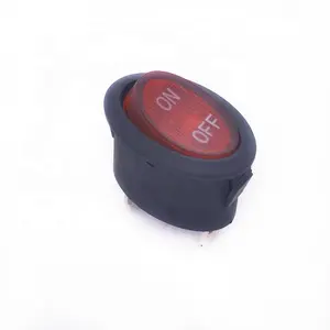 Precio de fábrica interruptor basculante ovalado con luz roja 12VDC 3 pin ON OFF