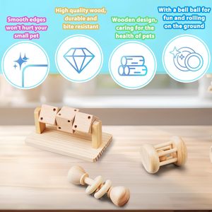 3 Juguetes de Madera para Hámsteres, Conejos, Gerbillas, Ratas y Chinchillas, para Jugar y Moler Dientes - Product Image 4