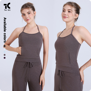 Soutien-gorge <span class=keywords><strong>de</strong></span> sport respirant à séchage rapide, col halter, double poche latérale, dos élégant, bonnets fixes, pour fitness et yoga - Product Image 2