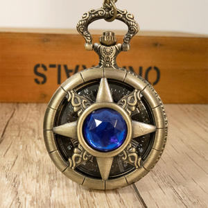 انخفاض موك البرونزية الرجعية الكوارتز ساعات الجيب للرجال النساء خمر حجر نجوم ساعة ساعة هدية الفاخرة الفولاذ المقاوم للصدأ سلسلة - Product Image 4