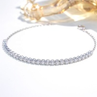 Bracelet chaîne demi-tennis en or massif 14 carats pour femmes avec bracelet en diamant réglable 1CTW et or-Vente en gros