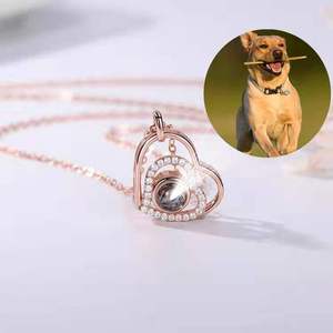 Collar con Proyección <span class=keywords><strong>de</strong></span> <span class=keywords><strong>Corazón</strong></span> <span class=keywords><strong>de</strong></span> Perla Creada en Laboratorio, Chapado en Oro <span class=keywords><strong>de</strong></span> 18K sobre Cobre |   Foto con Diseño <span class=keywords><strong>de</strong></span> Doble <span class=keywords><strong>Corazón</strong></span> |   Regalo Romántico para Niños - Product Image 5