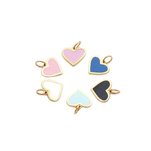 Phụ kiện trang sức: ghim men <span class=keywords><strong>logo</strong></span> tùy chỉnh, móc khóa, thẻ tên, mặt dây chuyền hình trái tim, vòng tay da, họa tiết hoa vàng bạc - Product Image 2