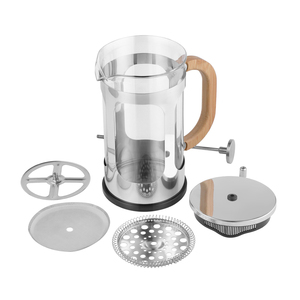 Cafetière à piston en verre borosilicate de 34 oz avec poignée en bambou, en acier inoxydable, pour infusion à froid, sans plastique, avec logo personnalisé - Product Image 4