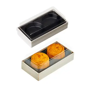 Disposable Transparent Lid Cheese Egg Tart Moon cake Box Takeaway Wooden Bakery Packaging Box caja de comida de madera