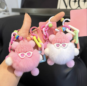 ตุ๊กตาหมีถ่านหิน จี้ห้อยกระเป๋า พวงกุญแจ DIY ขนกระต่ายแท้ ทำมือ น่ารัก สำหรับกระเป๋าเป้ โทรศัพท์มือถือ - Product Image 1