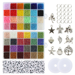 Wholesale Crystal Glass Seed Beads,Pendant With Plastic Box 8/0 Glass Beads Kits
