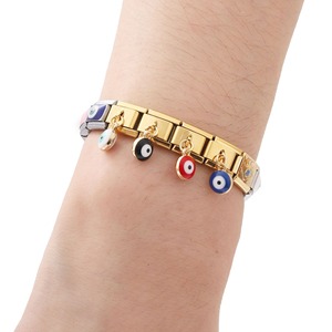 Breloque en acier inoxydable italien anti-ternissement pour bracelet, motif œil porte-bonheur, pour la fabrication de bijoux, vente en gros - Product Image 3