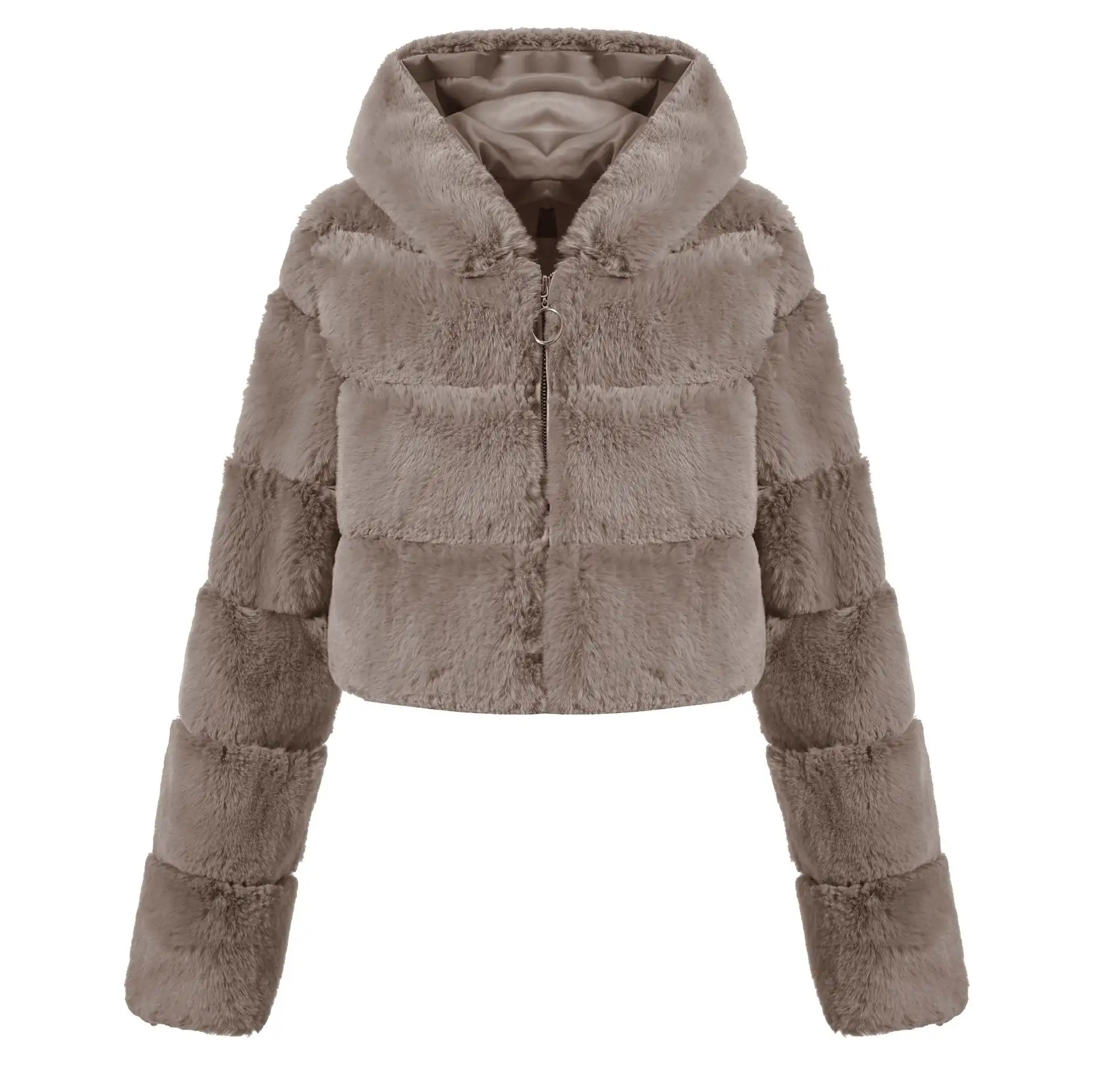 プラスサイズの毛皮のコート女性のトレンディなフードの模造バブルファージャケット女性のための冬のフェイクファーコート