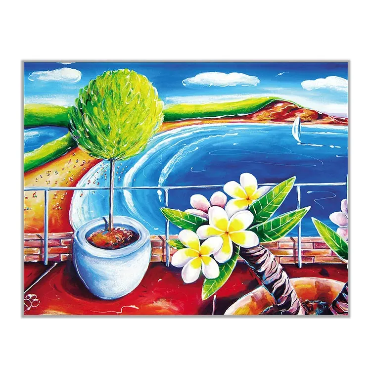 Hot sale 100% hand embroidery Chinese manufactory cross stitch Seaside scenery cross stitch sales