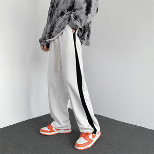 Pantalon cargo de loisirs pour homme, style streetwear, à rayures color block, avec cordon de serrage, inspiré du hip-hop et du sport - Product Image 3