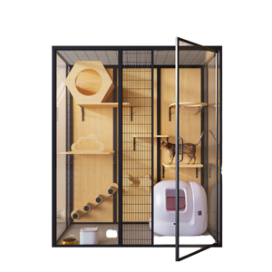 ZMaker فاخر كبير داخلي بفتحات تهوية سرير خشبي لفيلا القط سرير عش بنمط صلب عرض القط منزل كاتي - Product Image 2