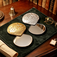 Miroir de maquillage miniature en métal en forme de coquille, logo personnalisé, miroir de poche compact et élégant pour femmes, cadeau de beauté