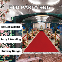 Red Carpet Runner Rug Party Event Non-Slip TPR Rubber Backed Low Pile Machine Made Aisle Runway Step Proposal Wedding Christmas