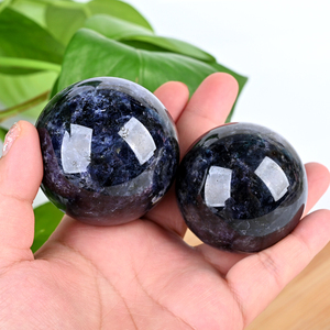 Esfera de Cristal de Iolita Natural Pulida al por Mayor, Piedra Curativa, Bola de Cristal de Iolita para Decoración del Hogar - Product Image 3