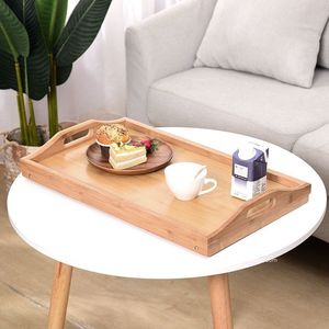 Bamboo folding <b>table</b>, large tray, bedside breakfast <b>table</b> <b>with</b> <b>legs</b> and double handles, hot-selling item for cross-border - Product Image 4