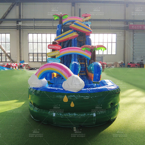 WINSUN Commercial Beach Themed Inflatable Water <b>Slide</b> with <b>Pool</b> Surfboard Rainbow Design for Outdoor Summer Fun Events - Product Image 6