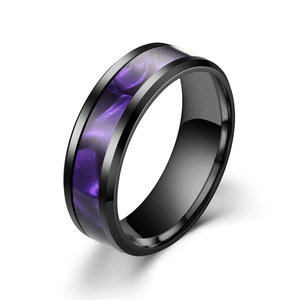 THK0447 Fashion Enduring Stainless Steel <b>Rings</b> Trendy Colorful Shell <b>Rings</b> Stylish Purple <b>Rings</b> <b>for</b> <b>Men</b> Women - Product Image 4