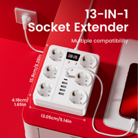 Multiprise portable 6 prises CA avec 4 ports USB, protection contre les surcharges, prise électrique allemande EU, vente en gros, pour la maison et le bureau