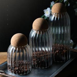 Frascos de vidrio de borosilicato hechos a mano con tapa de madera y <span class=keywords><strong>corcho</strong></span> para tapón de <span class=keywords><strong>bola</strong></span> Frasco de vidrio para almacenamiento de alimentos y condimentos - Product Image 4