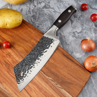 Couteau de boucher de cuisine en acier à haute teneur en carbone, forgé à la main, couteau à viande martelé, couteau de cuisine avec manche en bois pour outil de cuisson