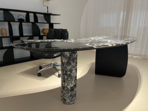 Scrivania Essenziale per Lavoro da Casa, in Marmo Naturale Moderno, Lavorazione Artigianale Squisita, con Funzione di Archiviazione, Prima Scelta per Ville - Product Image 2