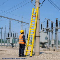 Échelle d'extension pliante non conductrice isolée en fibre de verre avec capacité de charge de 150 kg, 12 marches, pour l'entretien électrique et l'escalade
