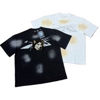 T-shirts pour hommes Hells Stars, 100% coton tissé, surdimensionnés, style streetwear, impression numérique, logo graphique sur le devant, col rond, manches courtes, 250g