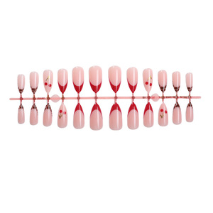 Autocollants pour <span class=keywords><strong>ongles</strong></span> en gros de haute qualité, style français, amande léopard, <span class=keywords><strong>cerise</strong></span> douce et mignonne, 24 <span class=keywords><strong>faux</strong></span> <span class=keywords><strong>ongles</strong></span> avec emballage en boîte - Product Image 4