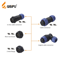 Connecteur industriel Weipu, câble étanche de 15 m, M21 4/5/7/9/12 broches, prise mâle IP68/IP67