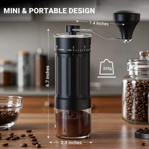 40 Levels Adjusted Pour Over Travelling Classic Glass Coffee Mill Hand Crank Portable Manual Coffee <b>Grinder</b> with Glass Base - Product Image 2