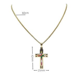 Collar de Moda, Collar de Cruz de Acero Inoxidable con Colgante de Diamante, Collar de Acero Inoxidable con Circonita - Product Image 3