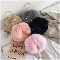 Sac à bandoulière en peluche pour femme, sac messager portable, sac pour téléphone portable à chaîne, sac à oreilles de lapin tendance avec fermeture éclair