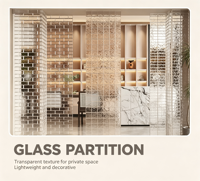 Paravent en verre cristal translucide coloré, design Art Déco, fait main, multifonctionnel, pour cloisonnement d'arche et séparation de pièce