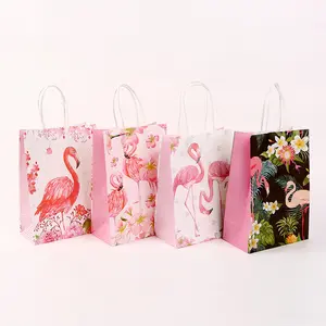 Hot Selling Flamingo Series Geschenkt üte Cartoon Tragen Kraft Papiertüte Neujahr Geschenk verpackung