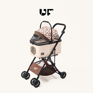 Custom Pet Stroller Manufacturer Leopard Print Premium Aluminum Foldable <b>Dog</b> Cat Handcart - Product Image 1