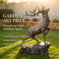Sculpture élégante en FRP de cerf sauvage, finition bronze antique, étanche, ornement de luxe pour villa, pelouse, jardin et aménagement paysager
